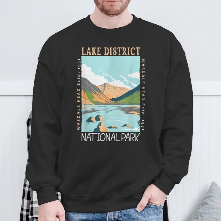 Lake District National Park England Distressed Vintage Sweatshirt Gifts for Old Men
