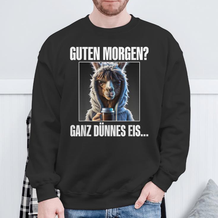 Lama Kaffee Morgenschen Guten Morgen Ganz Thinnes Ice Cream Sweatshirt Geschenke für alte Männer