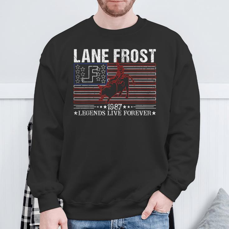 Lane Frost Legends Live Together Rodeo Lover Us Flag 1987 Sweatshirt Gifts for Old Men