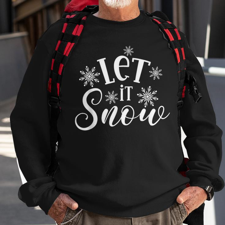 Let It Snow Christmas Positive Slogan Black And White Xmas Sweatshirt Gifts for Old Men