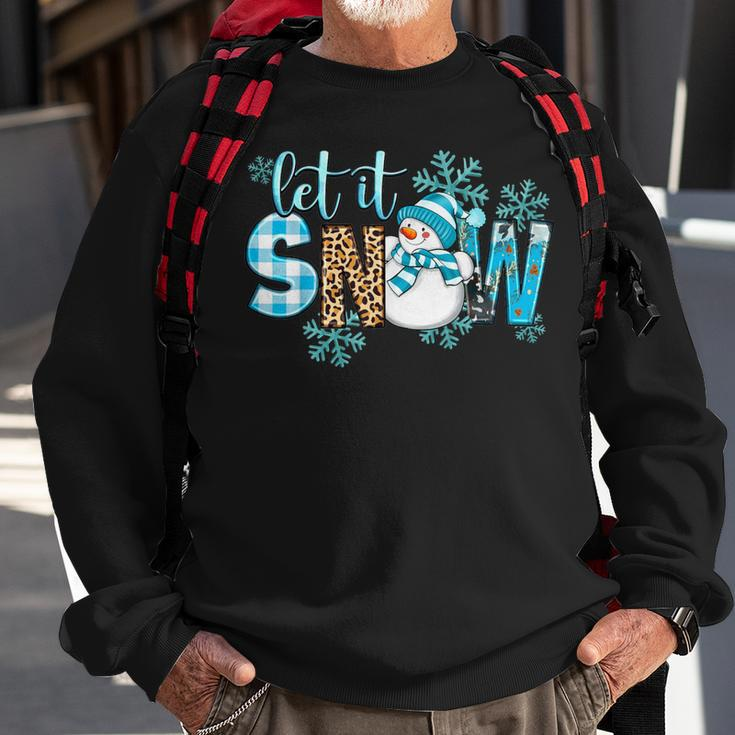 Let It Snow Christmas Snowman Snowflakes Xmas Holiday Pajama Sweatshirt Gifts for Old Men