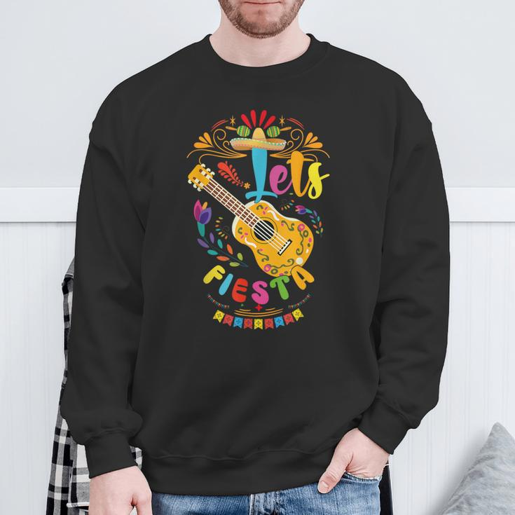 Let's Fiesta Cinco De Mayo Mexican Party Guitar Hat Lover Sweatshirt Gifts for Old Men