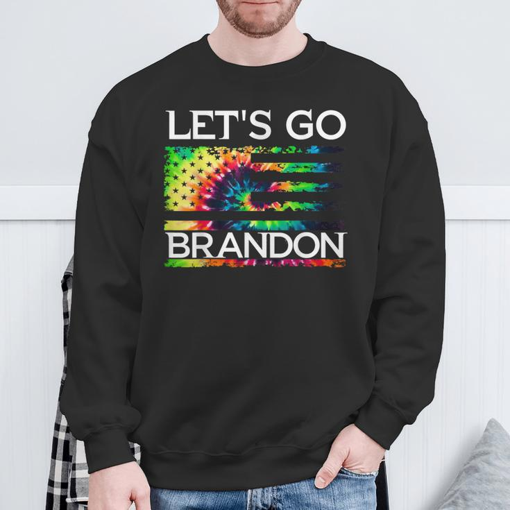 Let's Go Brandon Conservative Anti Liberal Us Tie Dye Flag Sweatshirt Gifts for Old Men