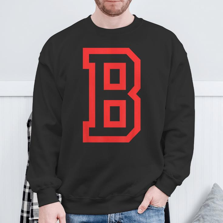 Letter B Large And Bold Outline In Red Sweatshirt Gifts for Old Men
