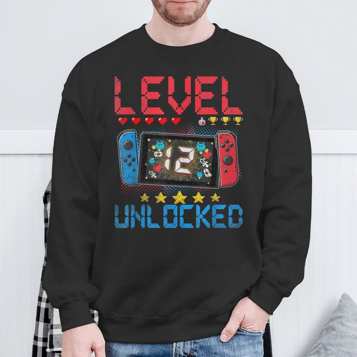 Level 12 Unlocked Video Gamer 12Th Birthday 12 Year Old Sweatshirt Gifts for Old Men