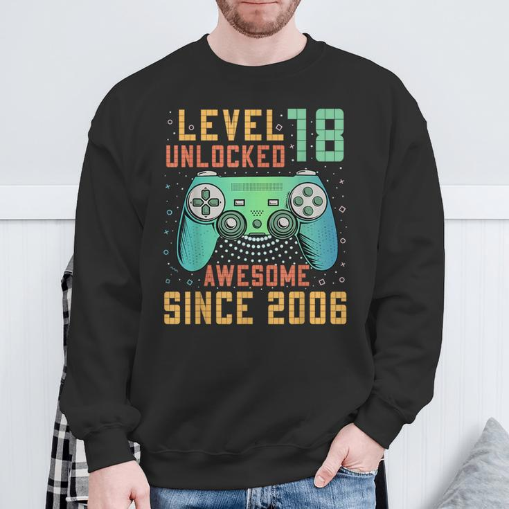 Level 18 Unlocked 18Th Birthday 18 Year Old Gamer Bday Sweatshirt Gifts for Old Men