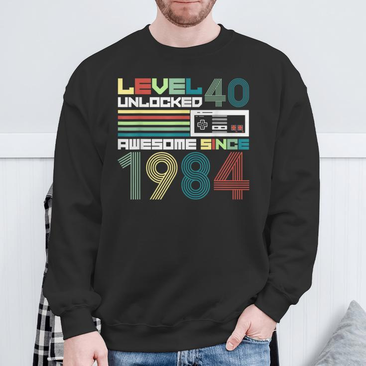 Level 40 Unlocked Since 1984 Video Gamer 40Th Birthday Sweatshirt Gifts for Old Men