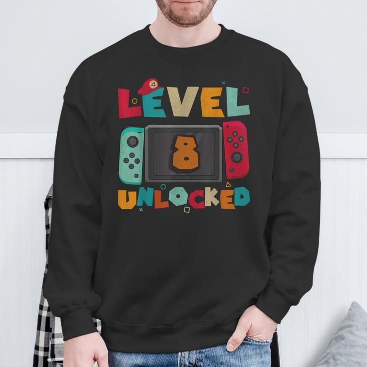 Level 8 Unlocked Gaming Birthday Boys Kid 8Th Birthday Gamer Sweatshirt Gifts for Old Men