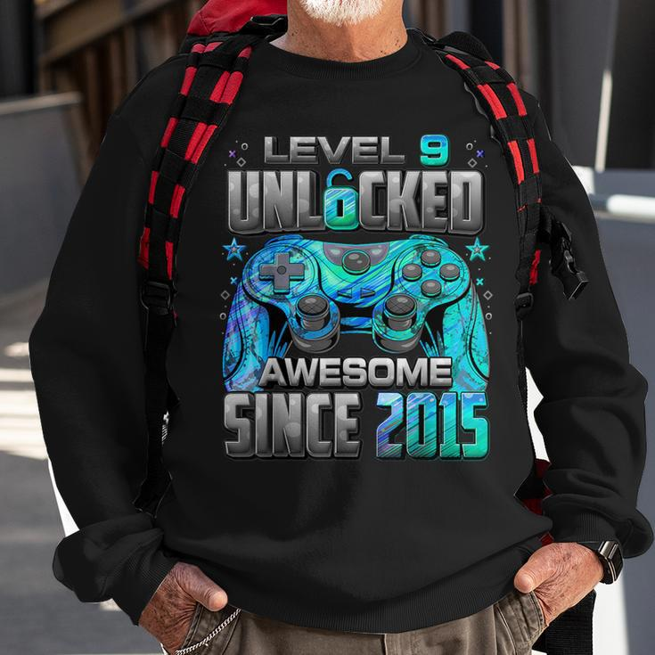 Level 9 Unlocked Awesome Since 2015 9Th Birthday Gaming Sweatshirt Gifts for Old Men