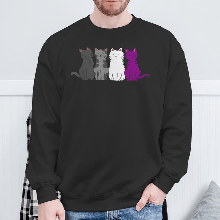 Lgbt Pride Cat Animal Ace Flag Asexuality Demisexual Asexual Sweatshirt Gifts for Old Men