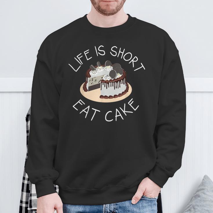 Life Is Short Eat Cake Yolo No Regrets Sweatshirt Gifts for Old Men