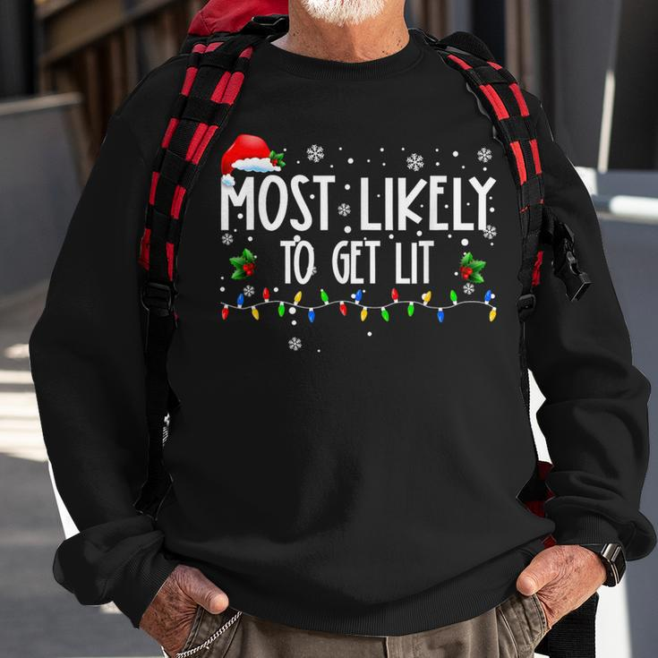 Most Likely To Get Lit Christmas Matching Family Sweatshirt Gifts for Old Men
