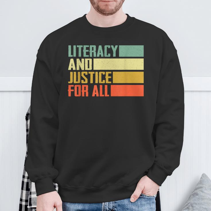 Literacy And Justice For All Retro Social Justice Sweatshirt Gifts for Old Men