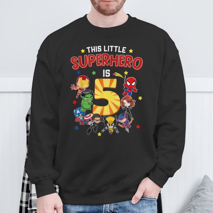 This Little Superhero Is 5 Birthday Superhero 5 Year Old Boy Sweatshirt Gifts for Old Men