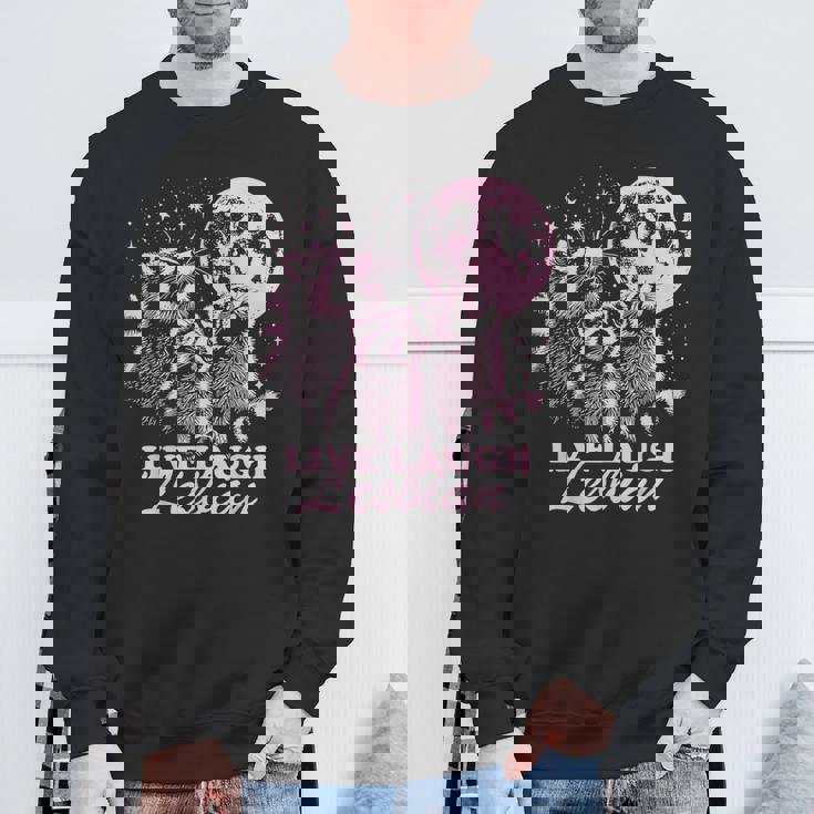 Live Laugh Lesbian Raccoon Lesbian Lgbtq Pride Month Sweatshirt Gifts for Old Men