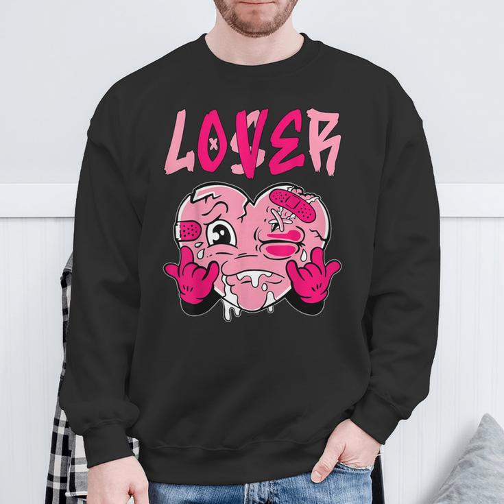 Loser Lover Pink Drip Heart Matching Outfit Women Sweatshirt Gifts for Old Men