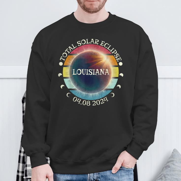 Louisiana Total Solar Eclipse April 8Th 2024 Retro Vintage Sweatshirt Gifts for Old Men