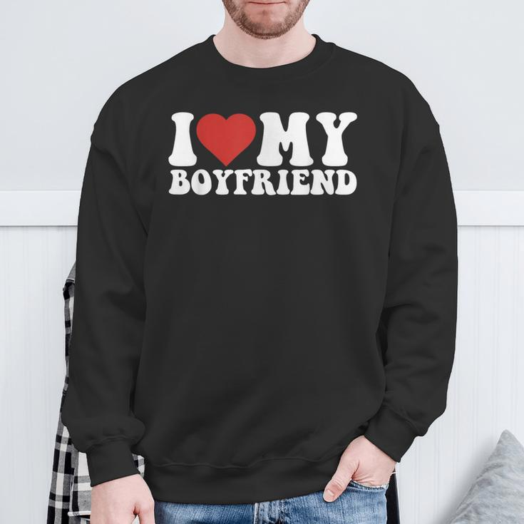 I Love My Boyfriend Bf I Heart My Boyfriend Bf Cute Sweatshirt Gifts for Old Men