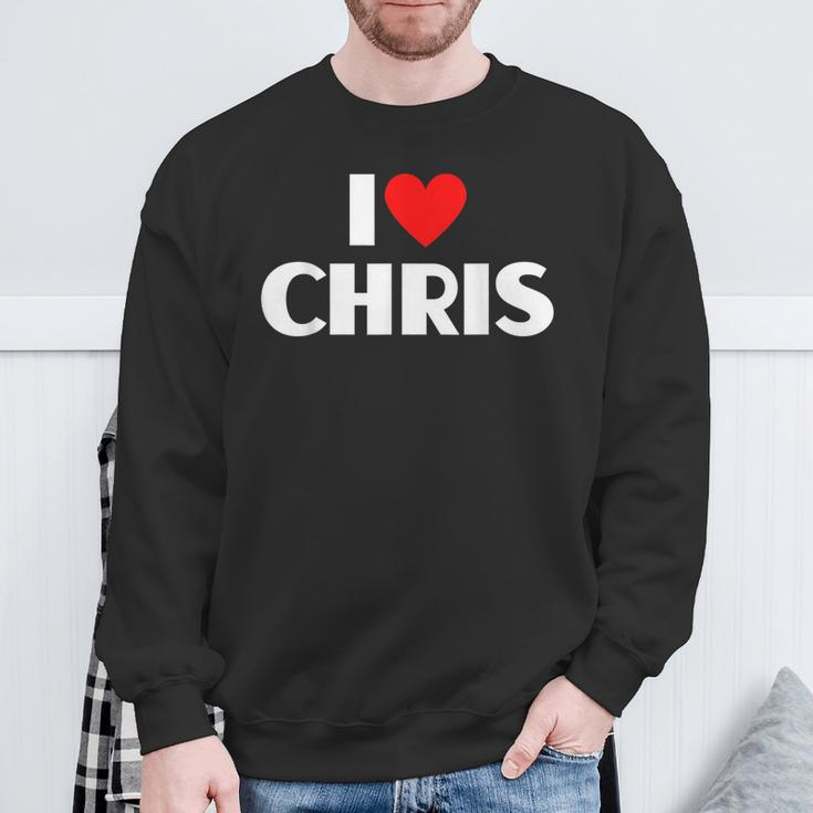 I Love Chris I Heart Chris Sweatshirt Gifts for Old Men