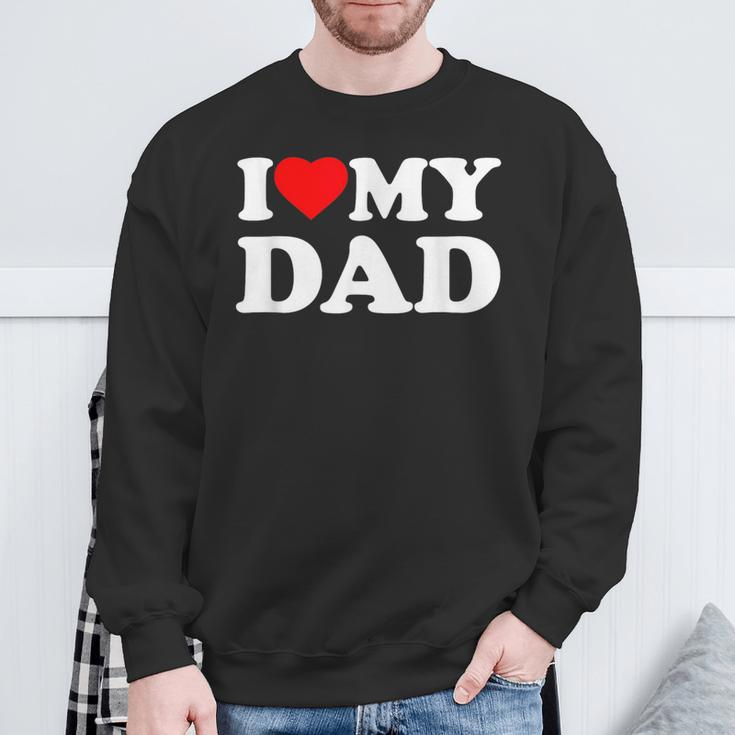 I Love My Dad Heart Sweatshirt Gifts for Old Men