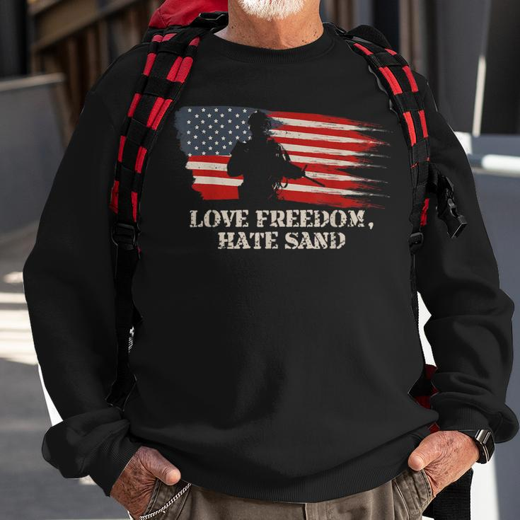 Love Freedom Hate SandMilitary Deployment Husband Sweatshirt Gifts for Old Men