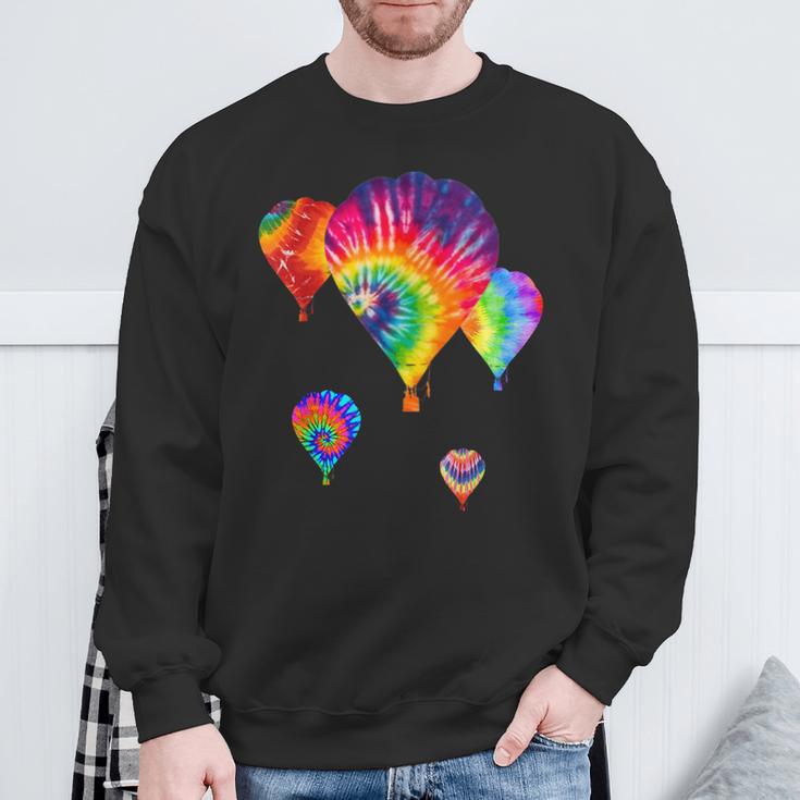 Love Hot Air Balloon Tiedye Ballooning Hobby Wear Dark Sweatshirt Gifts for Old Men