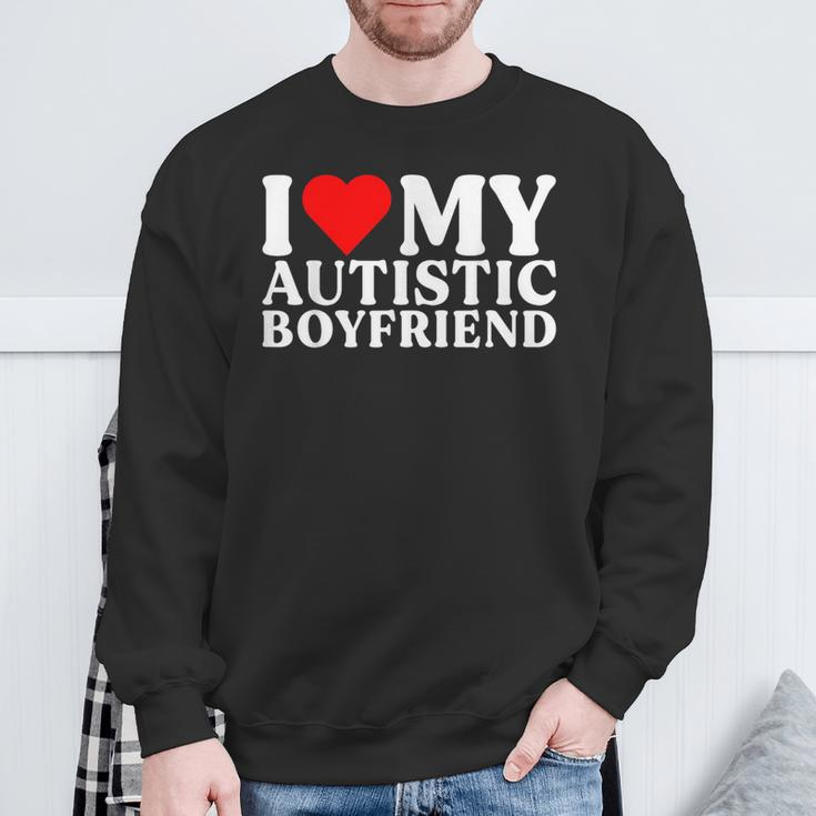 I Love My Hot Autistic Boyfriend I Heart My Autistic Bf Sweatshirt Gifts for Old Men