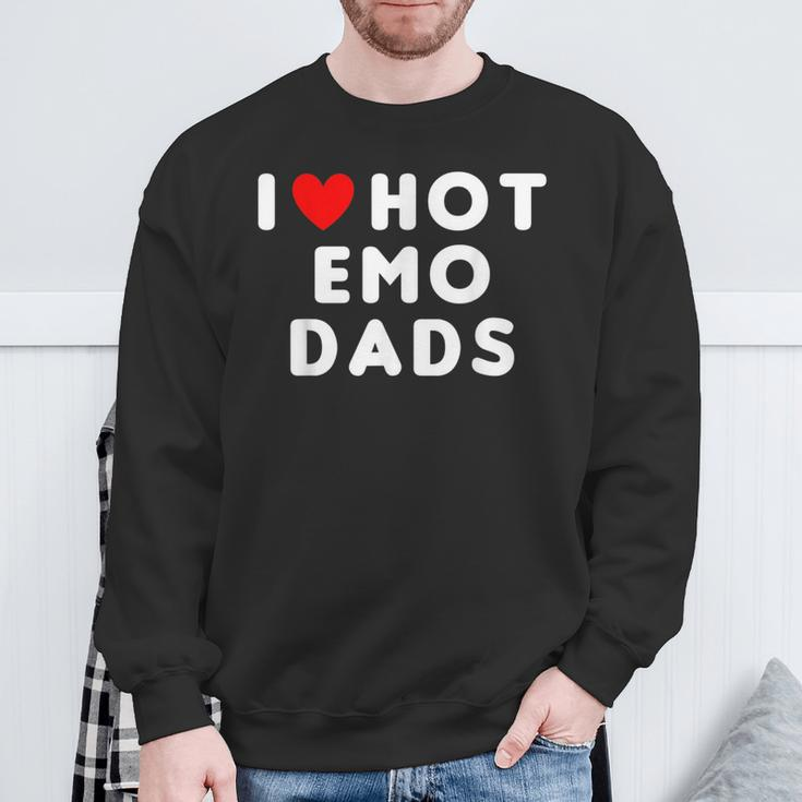 I Love Hot Emo Dads Red Heart Sweatshirt Gifts for Old Men