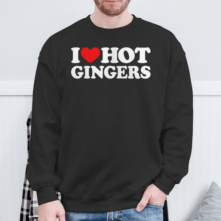 I Love Hot Gingers I Heart Hot Redheads Red Heads Sweatshirt Gifts for Old Men