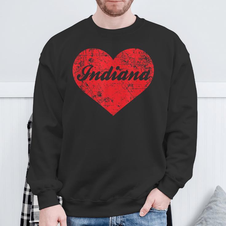 I Love Indiana Heart State Pride Region Midwest Sweatshirt Gifts for Old Men