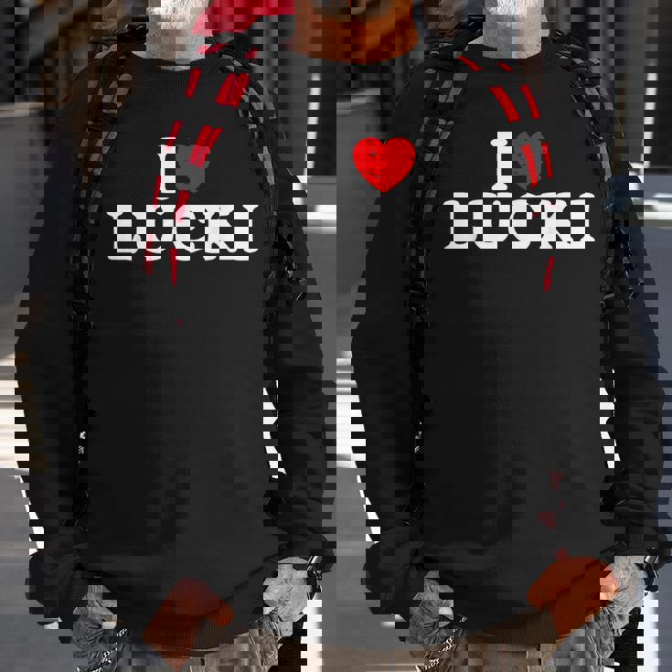 I Love Lucki I Heart Lucki Red Heart Sweatshirt Gifts for Old Men