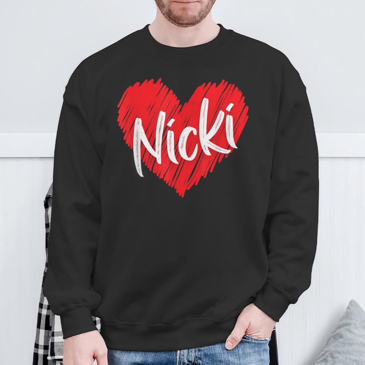 I Love Nicki Heart Personalized Name Nicki Sweatshirt Gifts for Old Men