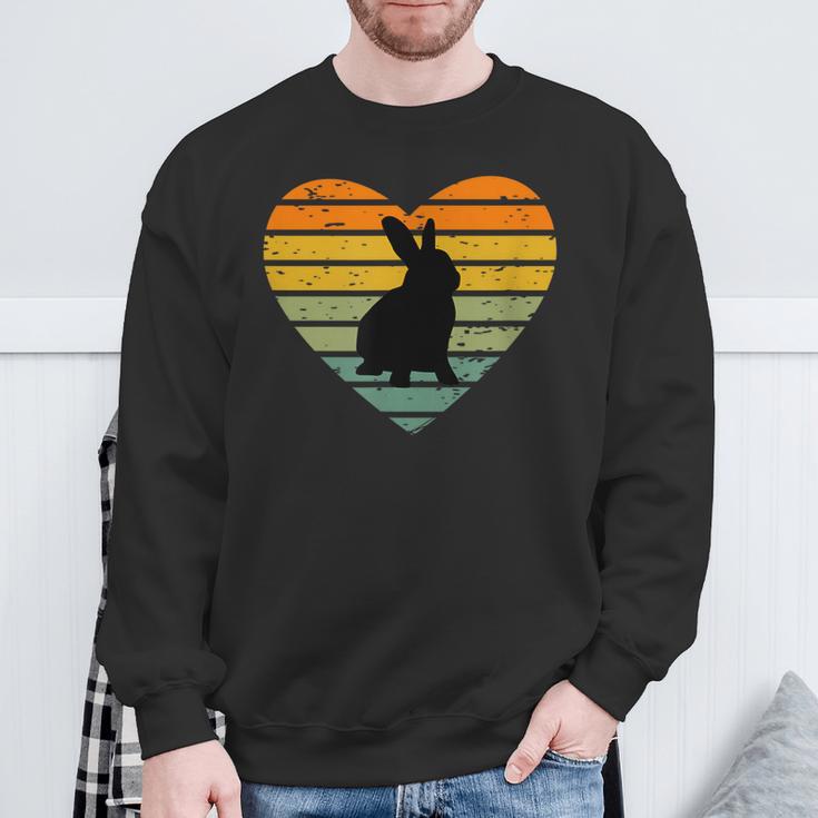 I Love Rabbit Retro Heart Rabbit Fan Sweatshirt Geschenke für alte Männer