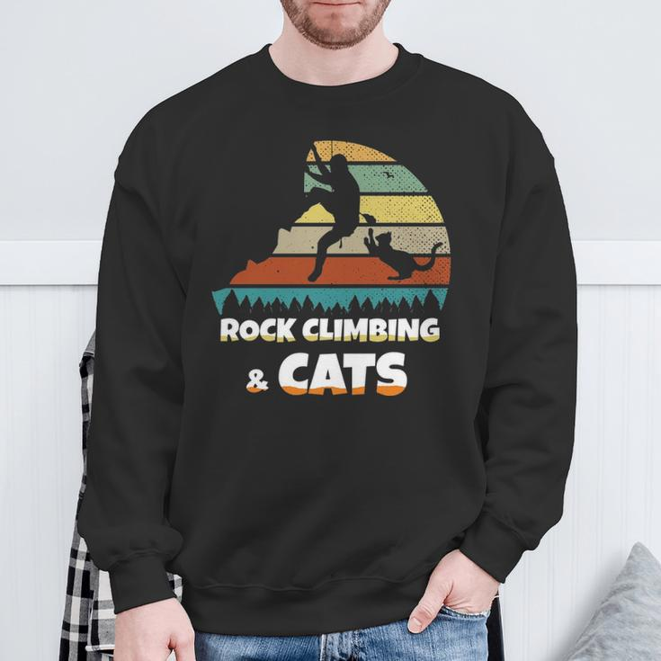 I Love Rock Climbing & Cats Mountain Climber Cat Lover Sweatshirt Gifts for Old Men
