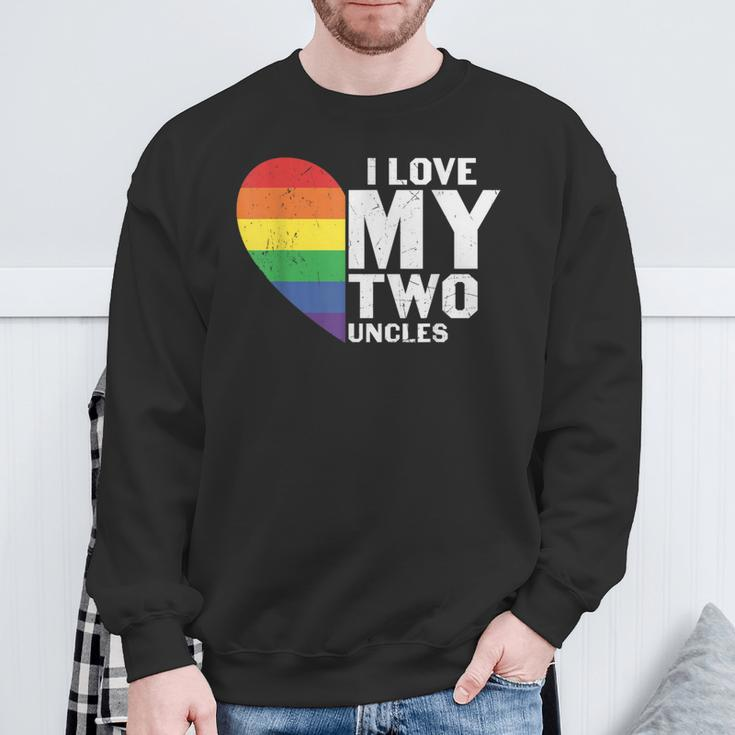 I Love My Two Uncles Family Matching Lgbtq Gay Uncle Pride Sweatshirt Gifts for Old Men