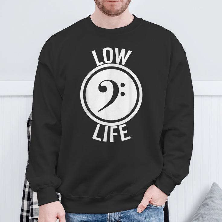 Low Life Bass Clef Guitar Player Music F-Clef Sweatshirt Gifts for Old Men