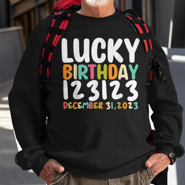 Lucky Birthday 123123 Happy New Year 2024 Birthday Party Sweatshirt Gifts for Old Men