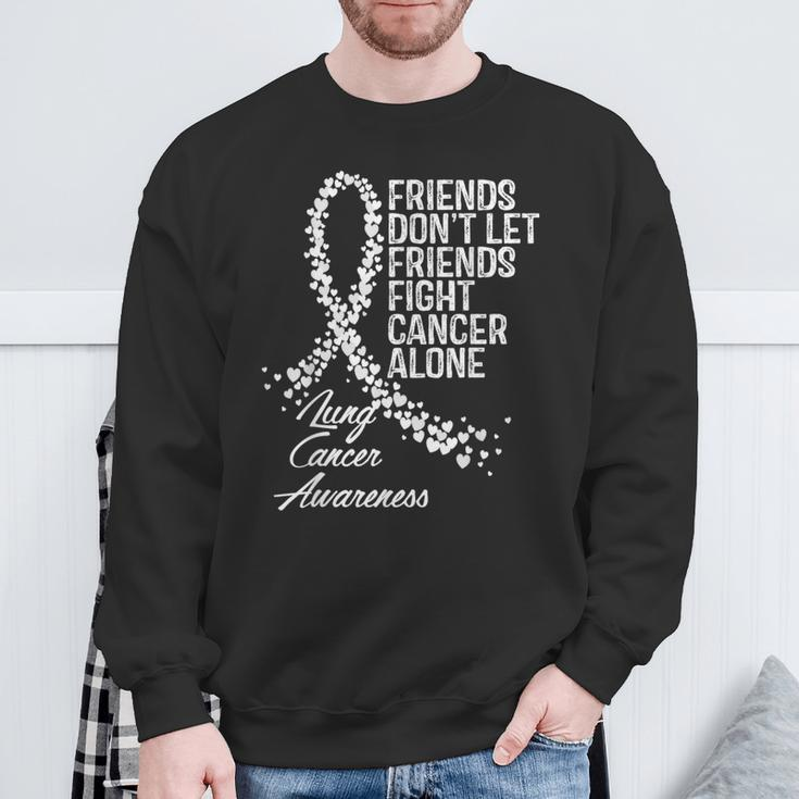 Lung Cancer Awareness Friends Fighter Support Sweatshirt Gifts for Old Men