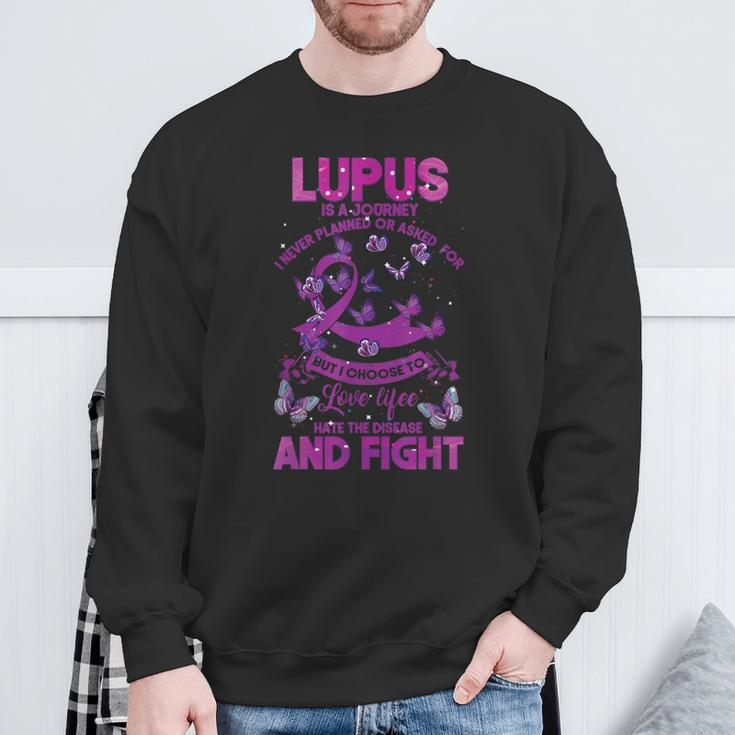 Lupus Awareness Warrior Love Life Hate The Disease And Fight Sweatshirt Gifts for Old Men