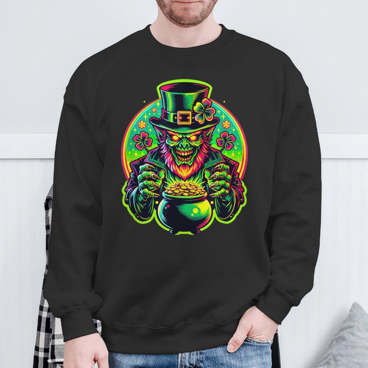 Lurking Leprechaun Lore St Patrick's Day Horror Sweatshirt Gifts for Old Men