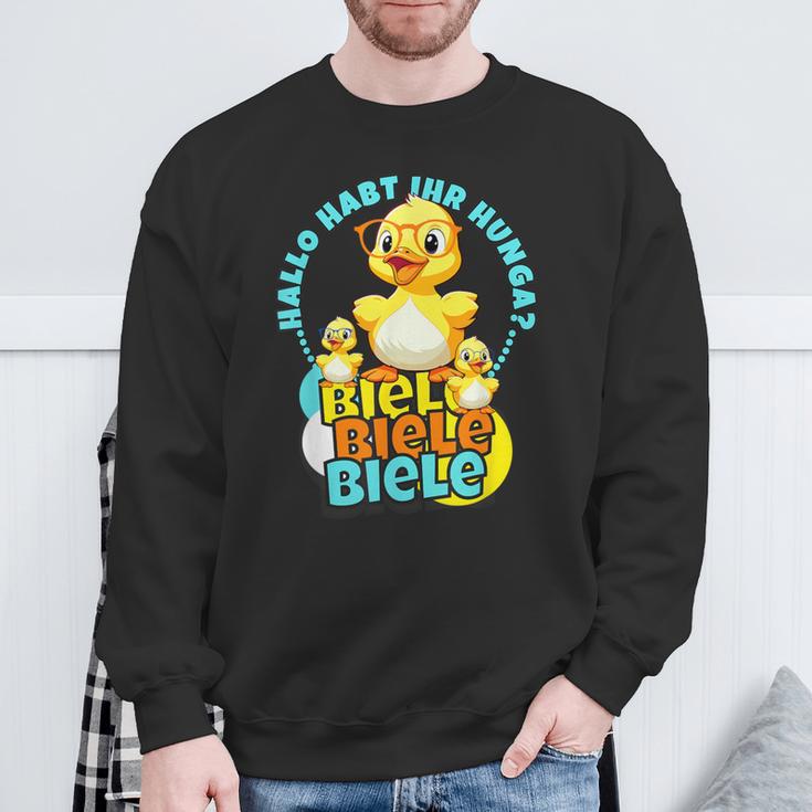 Lustige Enten Hallo Habt Ihr Hunger Biele Biele Biele Sweatshirt Geschenke für alte Männer