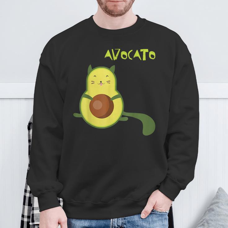 Lustiges Avocato-Katzen Sweatshirt, Wortspiel Design Geschenke für alte Männer