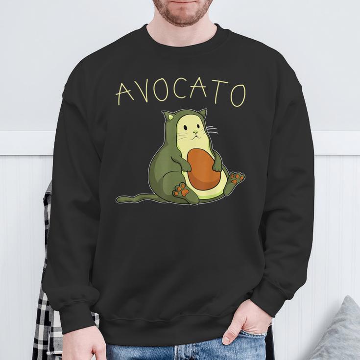 Lustiges Avocato Katzen Sweatshirt, Wortspiel Schwarzes Hemd Geschenke für alte Männer