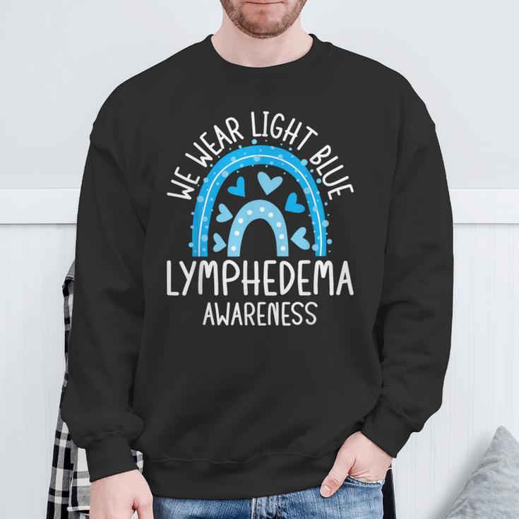 Lymphedema Awareness We Wear Light Blue Rainbow Sweatshirt Gifts for Old Men