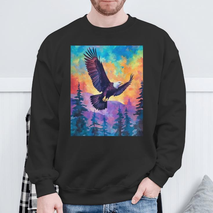 Majestic Eagle Silhouette Freedom's Colors Sweatshirt Gifts for Old Men