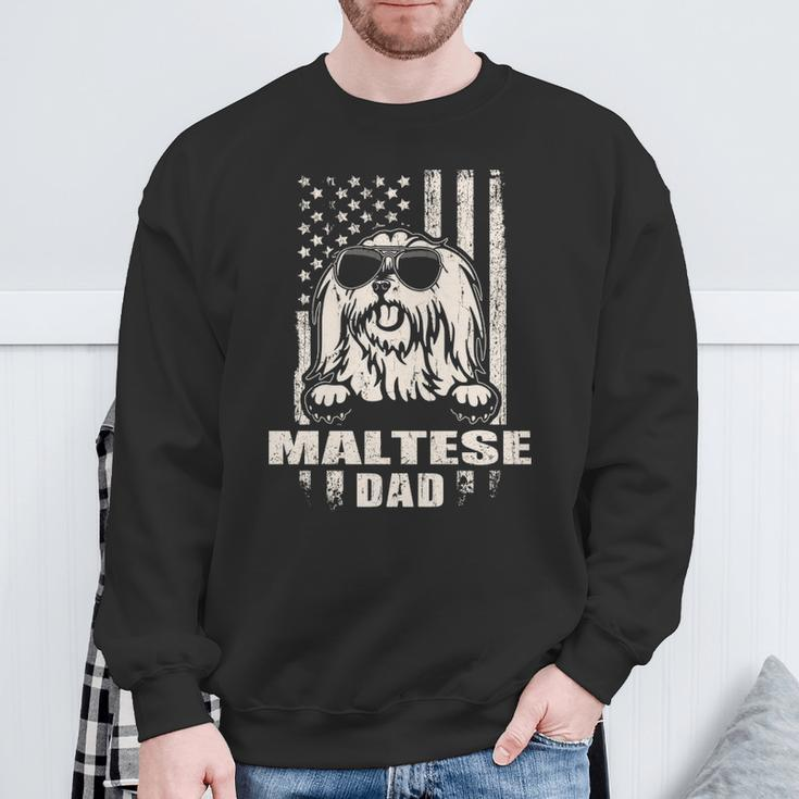 Maltese Dad Cool Vintage Retro Proud American Sweatshirt Gifts for Old Men
