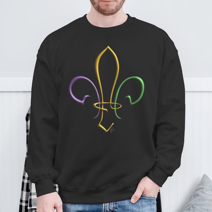 Mardi Gras Gold Purple Green Fleur De Lis Sweatshirt Gifts for Old Men