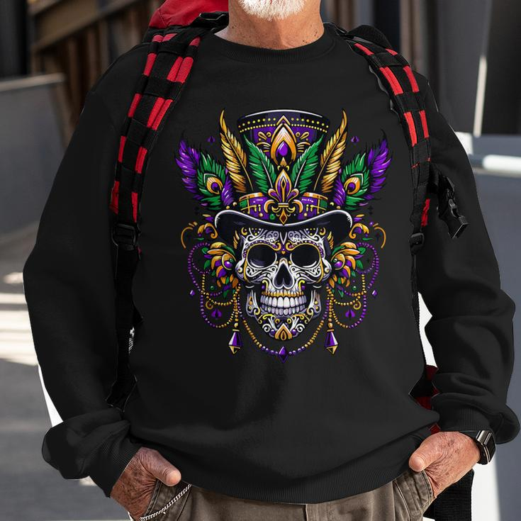 Mardi Gras Skull Top Hat New Orleans Witch Doctor Voodoo Sweatshirt Gifts for Old Men