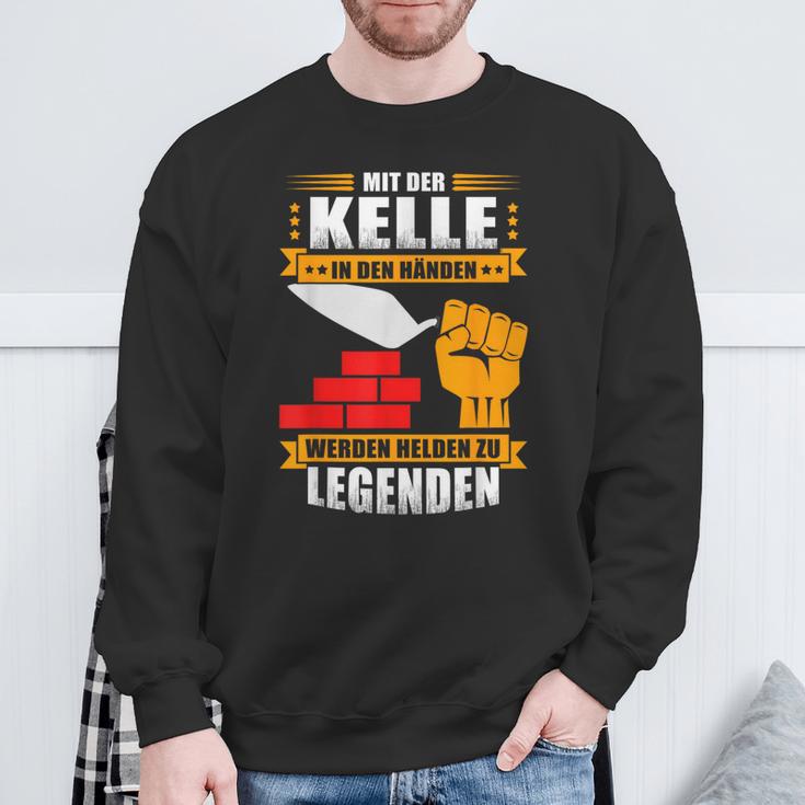 Maurer-Helden Sweatshirt Mit Der Kelle in Den Händen für Herren Geschenke für alte Männer