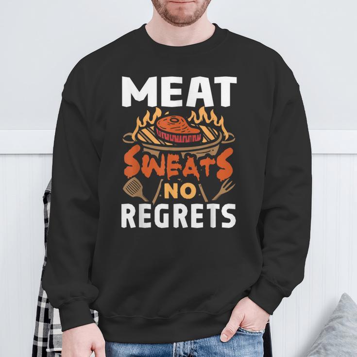 Meat Sweats No Regrets Barbecue Bbq Grill Bacon Sweatshirt Gifts for Old Men